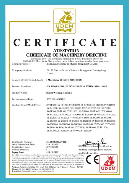 Chine Dongguan Synutar Intelligent Equipment Co., Ltd. certifications